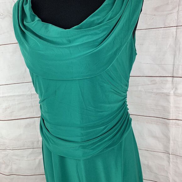 Kasper Dress Gown Long Draped Maxi Green Party 8 Stretch Wedding Romantic Greek - Picture 10 of 16